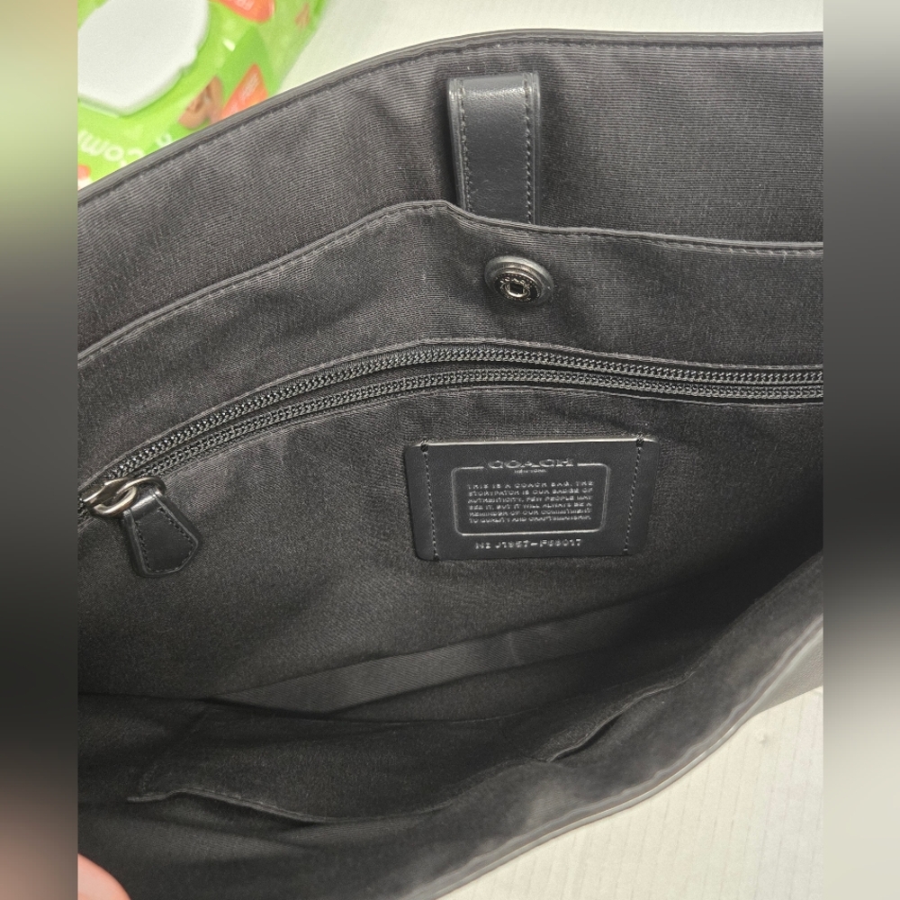 COACH Houston Map Bag Messenger Front Flap Black Pebbled‎ Leather Crossbody Bag - Picture 11 of 14